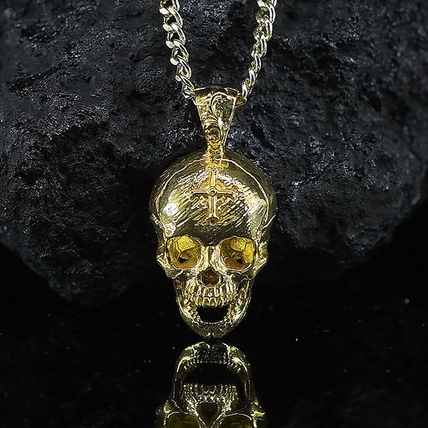 Gold Skull with Cross Pendant – atelierdivin