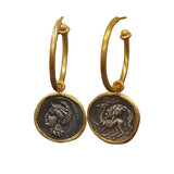 Ancient Warrior Coin Hoop Earring
