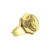 Gold Aries Ram Zodiac Signet Ring