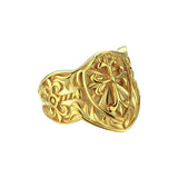 Gold Cross Religious Signet Band Ring