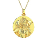Gold Jesus Our Shepherd Medallion Necklace