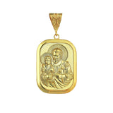 Gold Saint Joseph and Baby Jesus Mens Medallion
