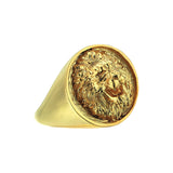 Gold Wild Animal Lion Signet Ring