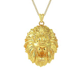 Gold Wild Lion Head Pendant