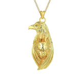 Gold Wolf Under The Eagle Wings Necklace