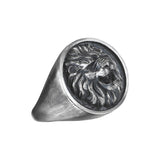 Lion Head Round Signet Ring