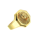Lion King of the Jungle Signet Gold Ring