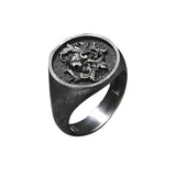 Silver Skull Seal Signet Ring
