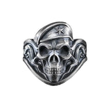 Skull Wearing Captain Hat Band Ring