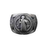 Saint Benedict Silver Ring