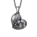 Skull in the Heart Silver Necklace