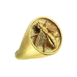 Solid Gold Honey Bee 3D Embossed Signet Ring