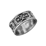 Victorian Style Mens Band Ring, Fleur De Lis Heraldic Wedding Jewelry