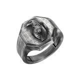 Wolf Under Eagle Wings Band Ring