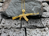 AK47 Rifle Solid Gold Pendant