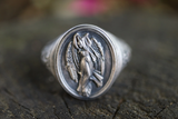 Virgin Mary Angel Wings Ring, 925K Silver Religious Mens Womens Ring