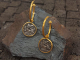 Ancient Herakleskop Coin Hoop Earring