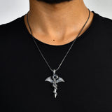 Silver Dragon and  Sword Necklace