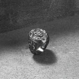 Silver Lion Ring with Heraldic Lily