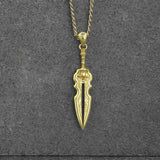 Solid Gold Dagger with Skull Pendant