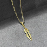 Solid Gold Dagger with Skull Pendant