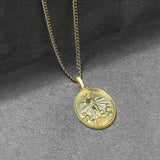 Gold Lady of Fatima Medallion Pendant