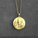 Gold Padre Pio Medallion Pendant