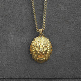 Gold Wild Lion Head Pendant