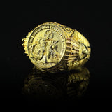 Solid Gold God Anubis and Horus Ring