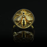Solid Gold Honey Bee 3D Embossed Signet Ring