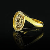 Solid Gold Wild Bear Head Signet Ring