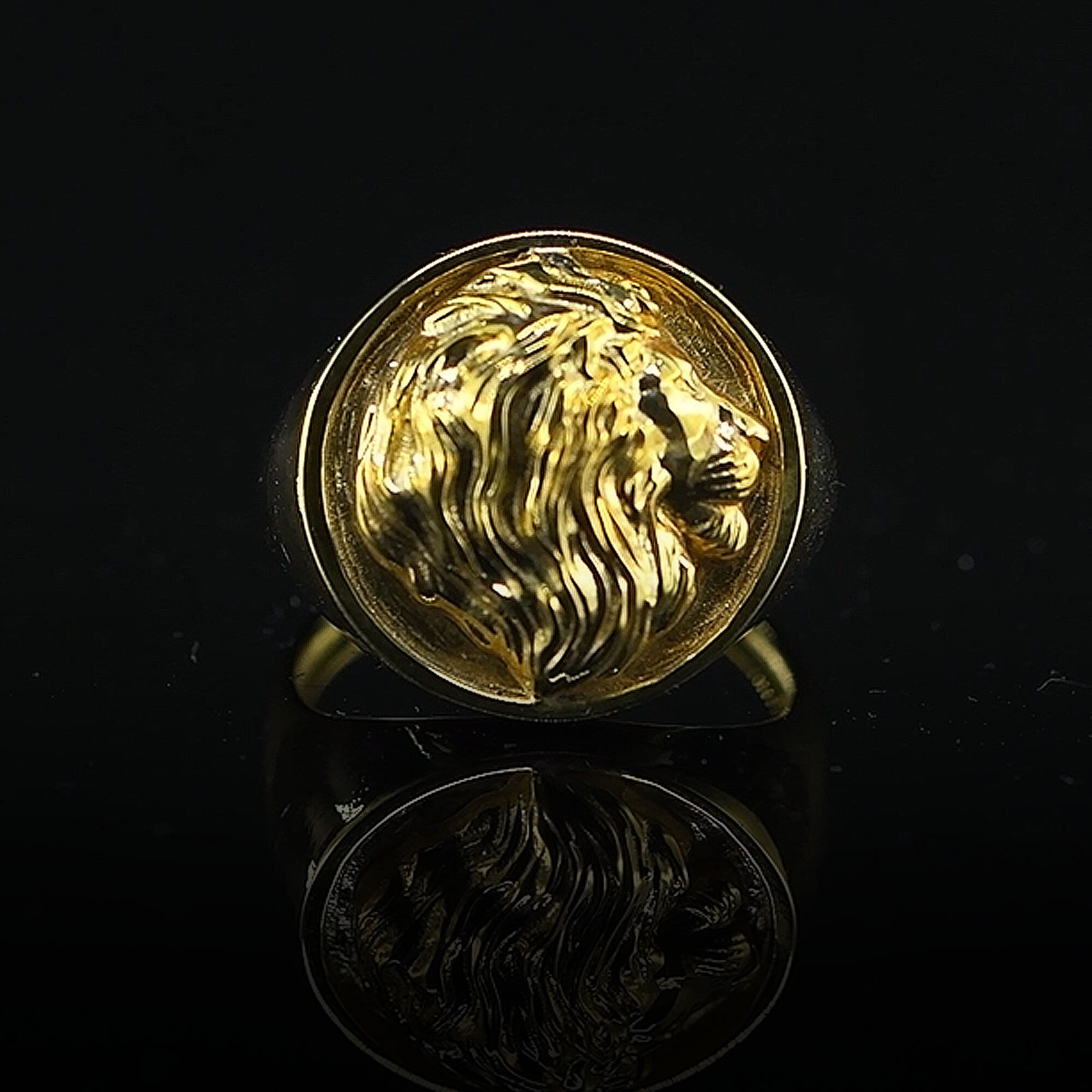 Sterling Silver 10 Commandments Lion Signet Ring Oxidized Judaica