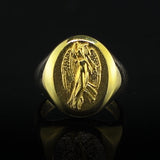 Gold Virgin Mary Angel Wings Christian Ring