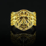 Gold Cross Religious Signet Band Ring