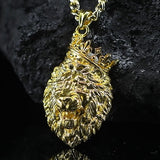 Gold King of the Jungle Lion Pendant