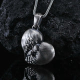 Skull in the Heart Silver Necklace