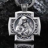 Silver Virgin Mary and Baby Jesus Pendant