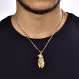 Gold Wolf Under The Eagle Wings Necklace