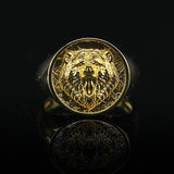 Solid Gold Wild Bear Head Signet Ring