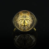 Solid Gold Wolf Head Signet Ring
