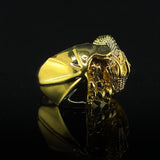 Gold Dragon and Skulls Ring