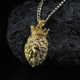 Gold Lion King with Crown Pendant