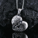 Skull in the Heart Silver Necklace