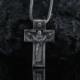 Crucified Jesus and Virgin Mary Silver Pendant