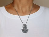 Silver Mother Mary and Angels Necklace
