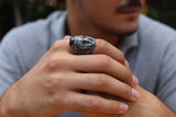 Helmeted Spartan Warrior Band Ring