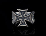 Medieval Maltese Cross with Skulls Ring