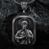 Saint Jude Mens Silver Necklace