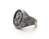 Jesus Christ and Cross Seal Ring
