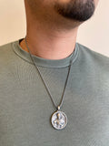 Silver Saint Francis Medallion Necklace